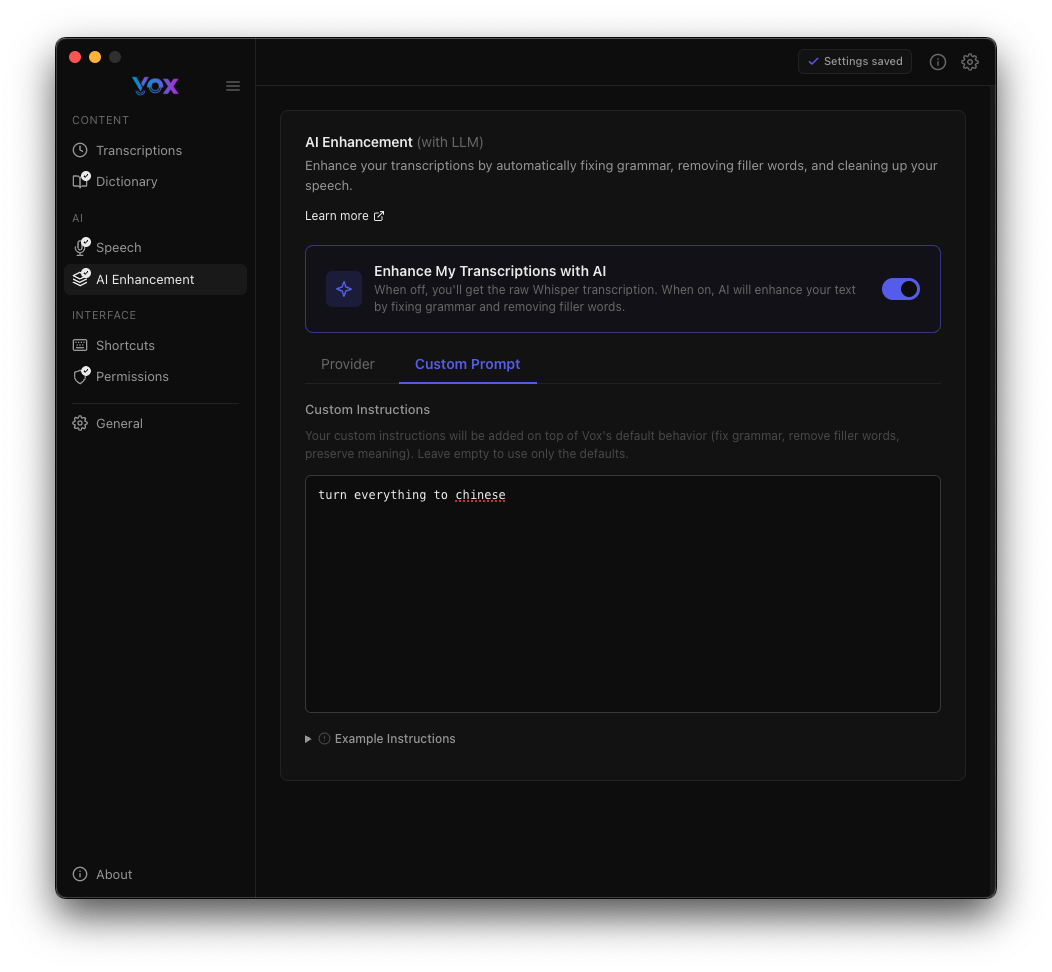 Ejemplo de Prompt Personalizado
